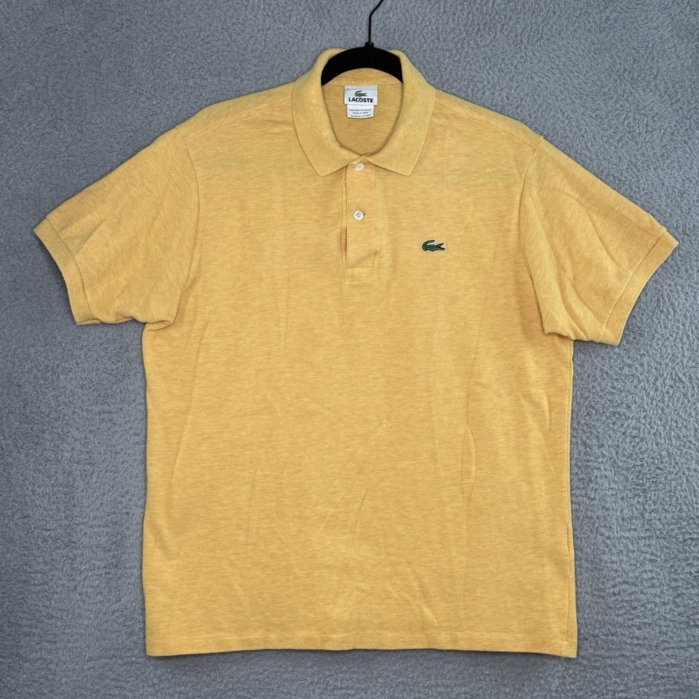 Lacoste Polo Shirt Mens Size 5 Large Yellow Logo Collared Short Sleeve Button